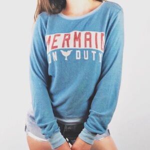 Wildfox Mermaid on Duty Sweater Blue Size XS